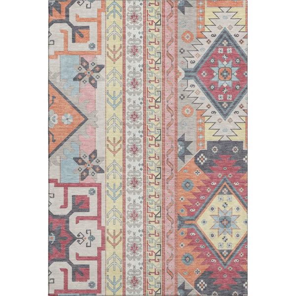 HomeRoots 10' X 14' Southwestern Washable Area Rug - Linen Blush & Gray, UV Protected, Stain Resistant Design 679636