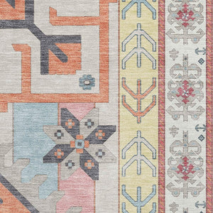 HomeRoots 10' X 14' Southwestern Washable Area Rug - Linen Blush & Gray, UV Protected, Stain Resistant Design 679636