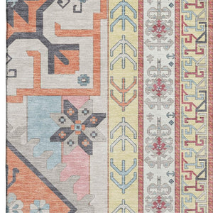 HomeRoots 10' X 14' Southwestern Washable Area Rug - Linen Blush & Gray, UV Protected, Stain Resistant Design 679636