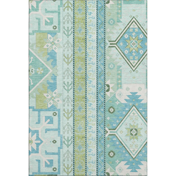 HomeRoots 5' X 8' Southwestern-Inspired Mint Green Area Rug - Durable, Washable, UV-Protected & Easy Care 679638