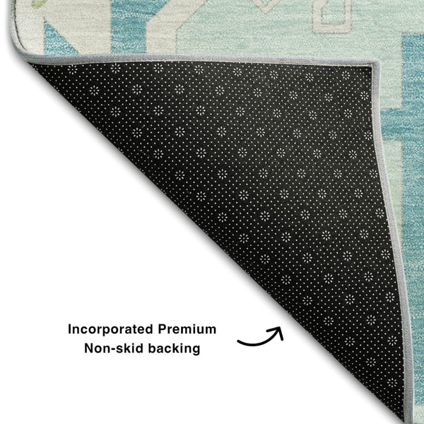 HomeRoots 5' X 8' Southwestern-Inspired Mint Green Area Rug - Durable, Washable, UV-Protected & Easy Care 679638
