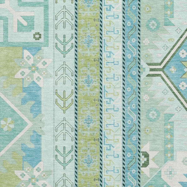 HomeRoots 5' X 8' Southwestern-Inspired Mint Green Area Rug - Durable, Washable, UV-Protected & Easy Care 679638