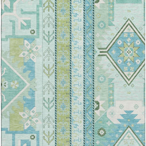 HomeRoots 5' X 8' Southwestern-Inspired Mint Green Area Rug - Durable, Washable, UV-Protected & Easy Care 679638