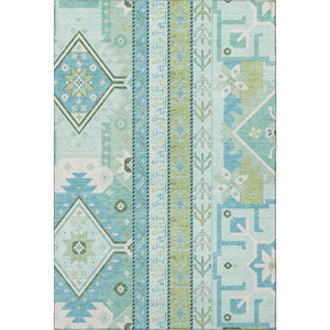 HomeRoots 8' X 10' Southwestern Area Rug in Mint Green, Ivory & Teal - Washable, UV-Protected & Stylish 679640