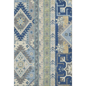 HomeRoots 8' X 10' Southwestern Washable Area Rug - Navy, Beige & Gray with UV Protection for High Traffic Areas 679646
