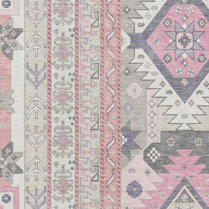 HomeRoots 5' X 8' Pink Ivory and Gray Southwestern Area Rug – Durable, Washable, UV-Protected for Modern Homes 679650