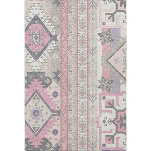 HomeRoots 5' X 8' Pink Ivory and Gray Southwestern Area Rug – Durable, Washable, UV-Protected for Modern Homes 679650