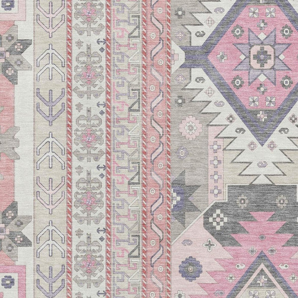 HomeRoots 8' X 10' Southwestern Washable Area Rug in Pink, Ivory & Gray – UV Protected, Stain Resistant & Stylish! 679652