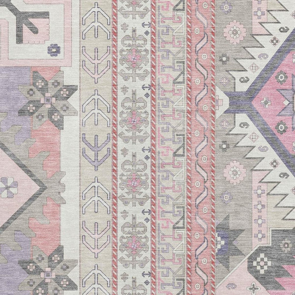 HomeRoots 10' X 14' Pink Ivory and Gray Southwestern Area Rug - Durable, UV Protected, Perfect for Large Spaces! 679654