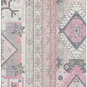 HomeRoots 10' X 14' Pink Ivory and Gray Southwestern Area Rug - Durable, UV Protected, Perfect for Large Spaces! 679654