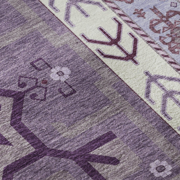 HomeRoots 9' X 12' Purple Ivory Gray Southwestern Area Rug - Durable, Washable, UV Protected & Kid-Friendly! 679659