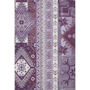 HomeRoots 9' X 12' Purple Ivory Gray Southwestern Area Rug - Durable, Washable, UV Protected & Kid-Friendly! 679659