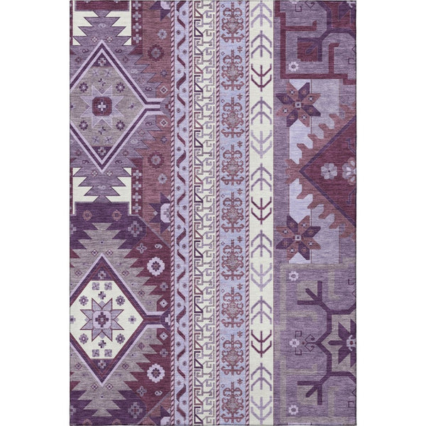 HomeRoots 9' X 12' Purple Ivory Gray Southwestern Area Rug - Durable, Washable, UV Protected & Kid-Friendly! 679659