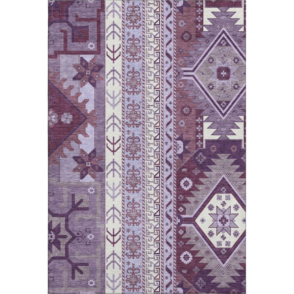 HomeRoots 10' X 14' Southwestern Washable Area Rug in Purple, Ivory & Gray – UV Resistant, Pet-Friendly Design 679660