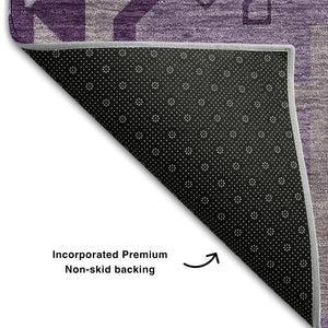 HomeRoots 10' X 14' Southwestern Washable Area Rug in Purple, Ivory & Gray – UV Resistant, Pet-Friendly Design 679660
