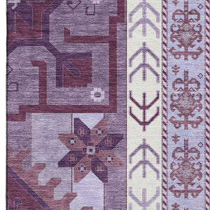 HomeRoots 10' X 14' Southwestern Washable Area Rug in Purple, Ivory & Gray – UV Resistant, Pet-Friendly Design 679660
