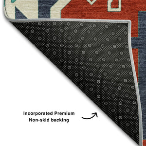 HomeRoots 10' Southwestern Washable Area Rug – Vibrant Red, Blue & Green with UV Protection & Stain Resistance 679666
