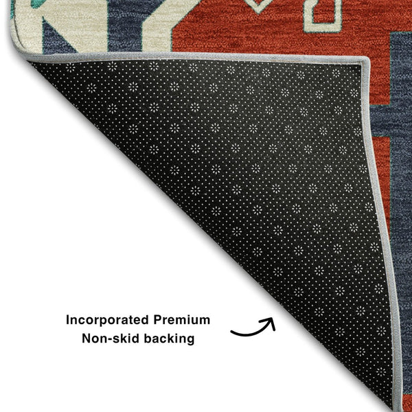 HomeRoots 10' Southwestern Washable Area Rug – Vibrant Red, Blue & Green with UV Protection & Stain Resistance 679666