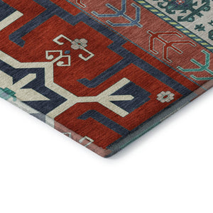 HomeRoots 10' Southwestern Washable Area Rug – Vibrant Red, Blue & Green with UV Protection & Stain Resistance 679666