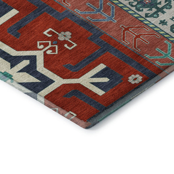 HomeRoots 10' Southwestern Washable Area Rug – Vibrant Red, Blue & Green with UV Protection & Stain Resistance 679666
