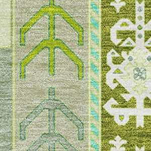 HomeRoots 5' X 8' Sage Ivory & Lime Green Southwestern Area Rug - Stain-Resistant, UV-Protected, Durable Design 679668