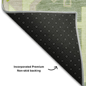 HomeRoots 9' X 12' Sage Ivory Lime Green Southwestern Washable Area Rug - UV Protected, Stain Resistant & Durable 679671