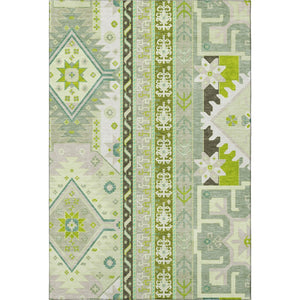 HomeRoots 9' X 12' Sage Ivory Lime Green Southwestern Washable Area Rug - UV Protected, Stain Resistant & Durable 679671