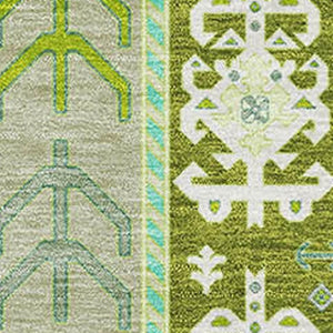 HomeRoots 10' X 14' Sage Ivory & Lime Green Southwestern Area Rug - Stain Resistant, UV Protected, Durable Design 679672