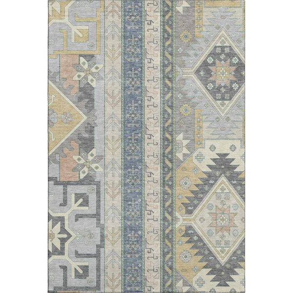 HomeRoots 9' X 12' Southwestern Area Rug in Silver Beige & Gold – Durable, Washable, UV Protected & Stylish 679677