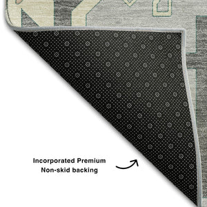HomeRoots 9' X 12' Southwestern Area Rug in Silver Beige & Gold – Durable, Washable, UV Protected & Stylish 679677