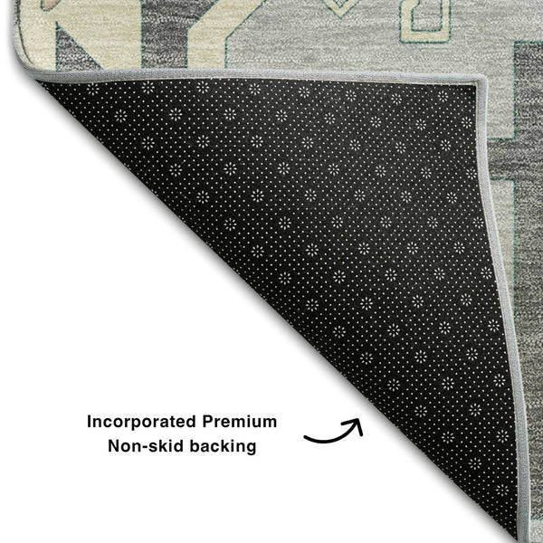 HomeRoots 9' X 12' Southwestern Area Rug in Silver Beige & Gold – Durable, Washable, UV Protected & Stylish 679677