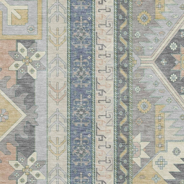 HomeRoots 9' X 12' Southwestern Area Rug in Silver Beige & Gold – Durable, Washable, UV Protected & Stylish 679677