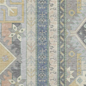 HomeRoots 10' Southwestern Washable Area Rug in Silver Beige & Gold - UV Protected, Durable & Elegant Design 679678