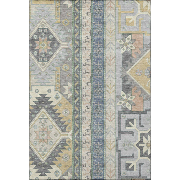 HomeRoots 10' Southwestern Washable Area Rug in Silver Beige & Gold - UV Protected, Durable & Elegant Design 679678