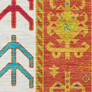 HomeRoots 10' Southwestern Area Rug in Teal, Lime Green & Orange - Washable, UV-Protected, Durable Design 679684
