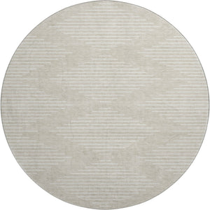 HomeRoots 8' Beige and Ivory Geometric Round Rug - Stylish, Washable, UV-Protected for Modern Homes & Families 679687