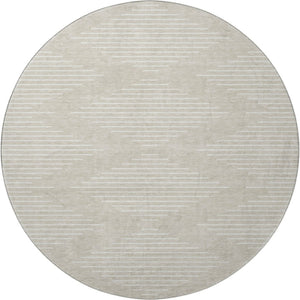HomeRoots 8' Beige and Ivory Geometric Round Rug - Stylish, Washable, UV-Protected for Modern Homes & Families 679687