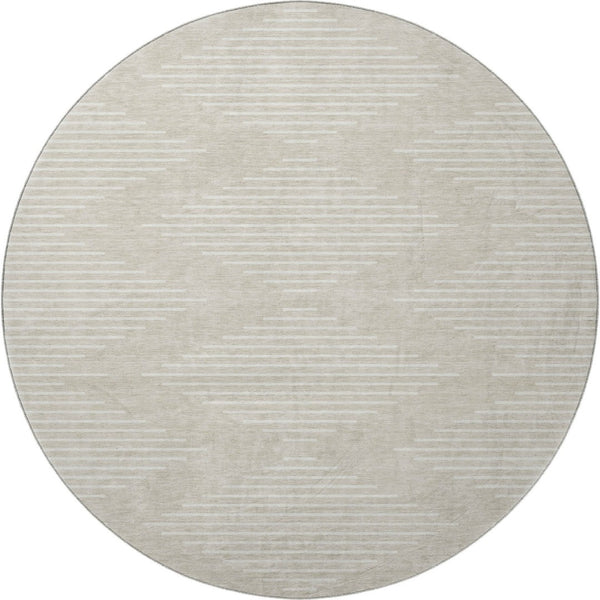 HomeRoots 8' Beige and Ivory Geometric Round Rug - Stylish, Washable, UV-Protected for Modern Homes & Families 679687
