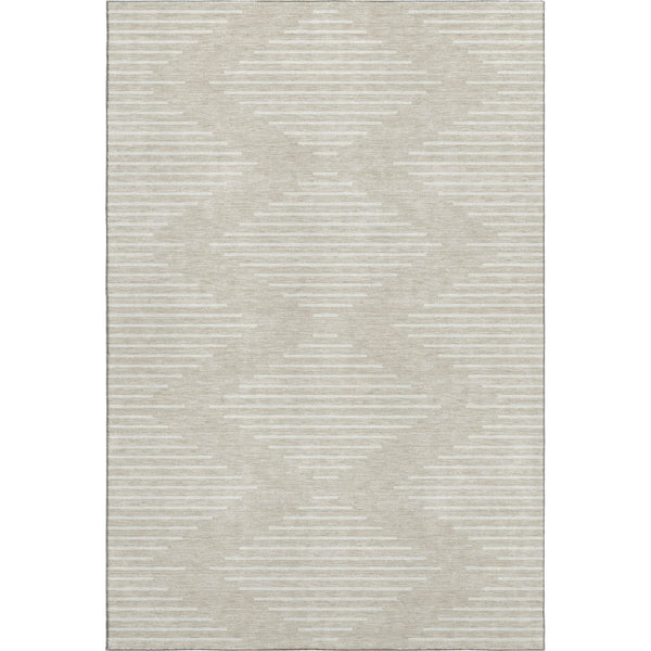 HomeRoots 8' X 10' Beige & Ivory Geometric Washable Area Rug - Stylish, Durable, UV-Protected for Busy Homes 679688