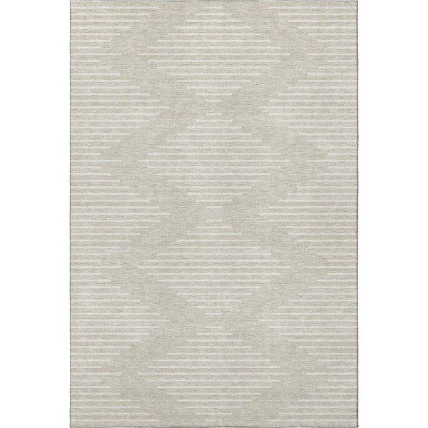 HomeRoots 8' X 10' Beige & Ivory Geometric Washable Area Rug - Stylish, Durable, UV-Protected for Busy Homes 679688
