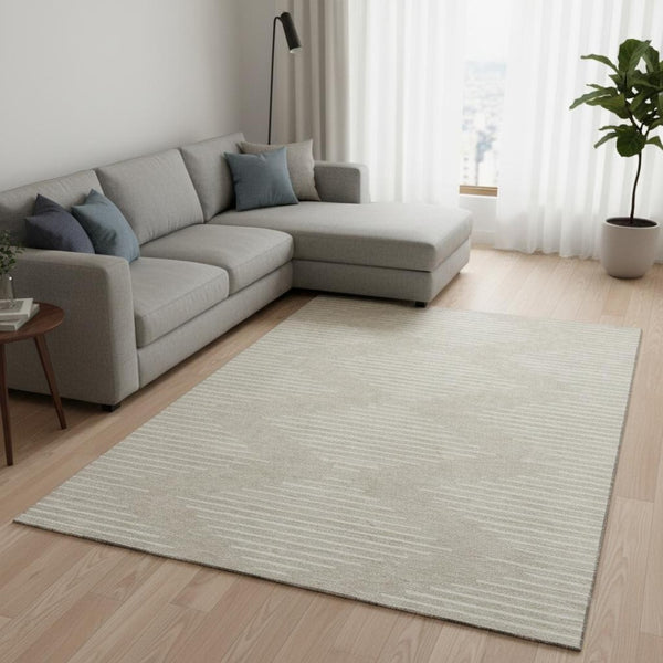 HomeRoots 9' X 12' Stylish Beige & Ivory Geometric Area Rug – Washable, UV Protected, Durable & Perfect for Homes 679689