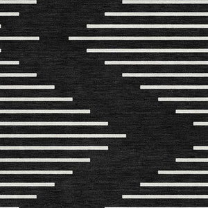 HomeRoots 5' X 8' Black And Ivory Geometric Area Rug - Washable, UV Protected, Stain Resistant for Families 679692
