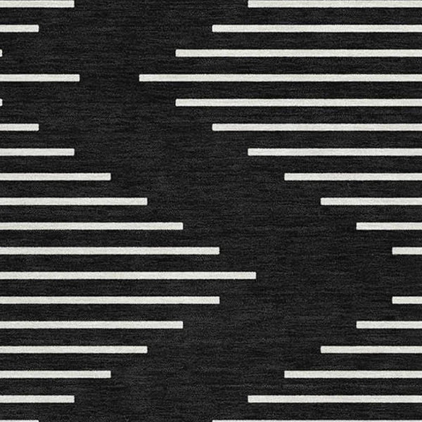 HomeRoots 5' X 8' Black And Ivory Geometric Area Rug - Washable, UV Protected, Stain Resistant for Families 679692