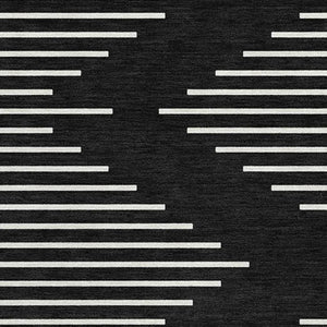 HomeRoots 8' X 10' Stylish Black and Ivory Geometric Washable Area Rug with UV Protection for High-Traffic Spaces 679694