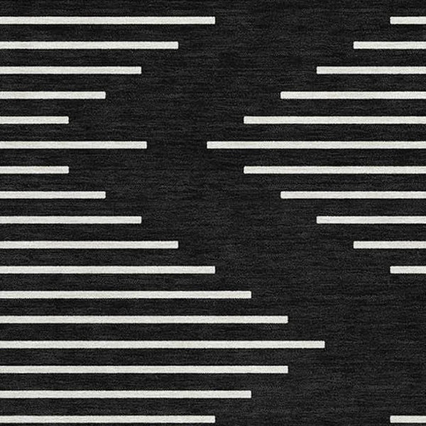 HomeRoots 8' X 10' Stylish Black and Ivory Geometric Washable Area Rug with UV Protection for High-Traffic Spaces 679694
