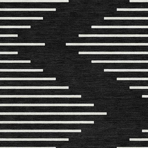 HomeRoots 9' X 12' Black and Ivory Geometric Area Rug - Washable, UV-Protected, Durable for Busy Homes! 679695