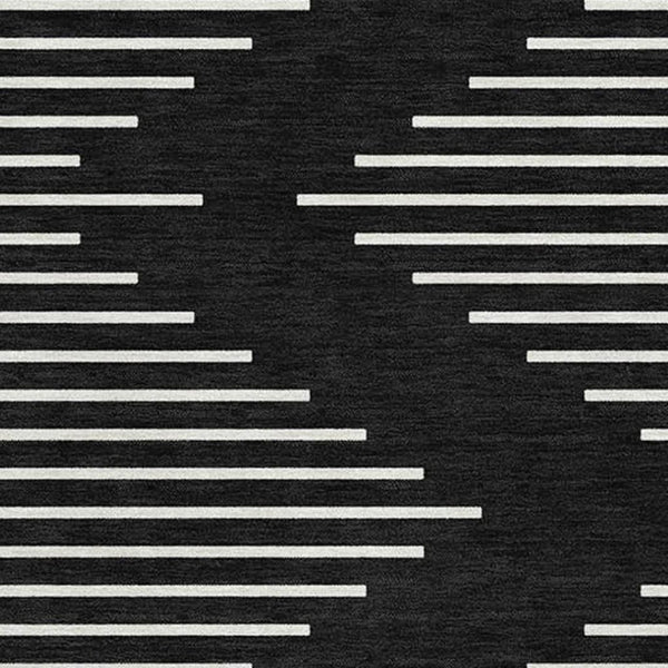 HomeRoots 9' X 12' Black and Ivory Geometric Area Rug - Washable, UV-Protected, Durable for Busy Homes! 679695