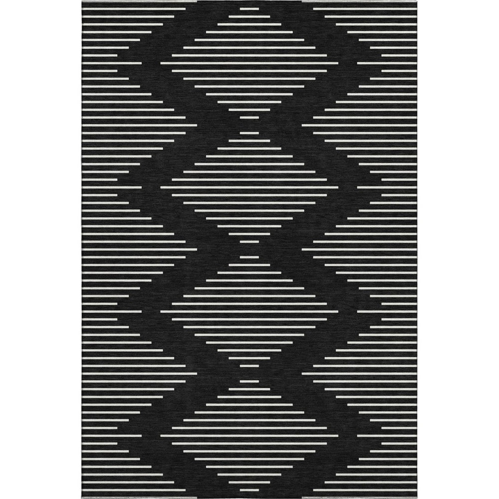 HomeRoots 10' Black And Ivory Geometric Area Rug - Washable, UV Protected, Perfect for High-Traffic Spaces! 679696