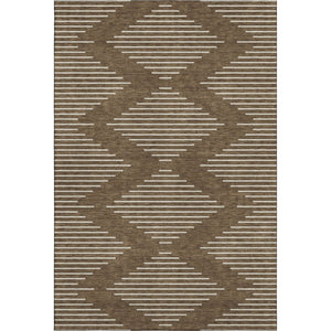 HomeRoots 5' X 8' Stylish Brown and Beige Geometric Area Rug - Washable, UV-Protected, Kid & Pet Friendly! 679698