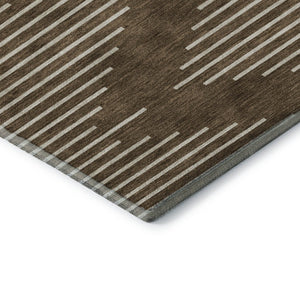 HomeRoots 5' X 8' Stylish Brown and Beige Geometric Area Rug - Washable, UV-Protected, Kid & Pet Friendly! 679698